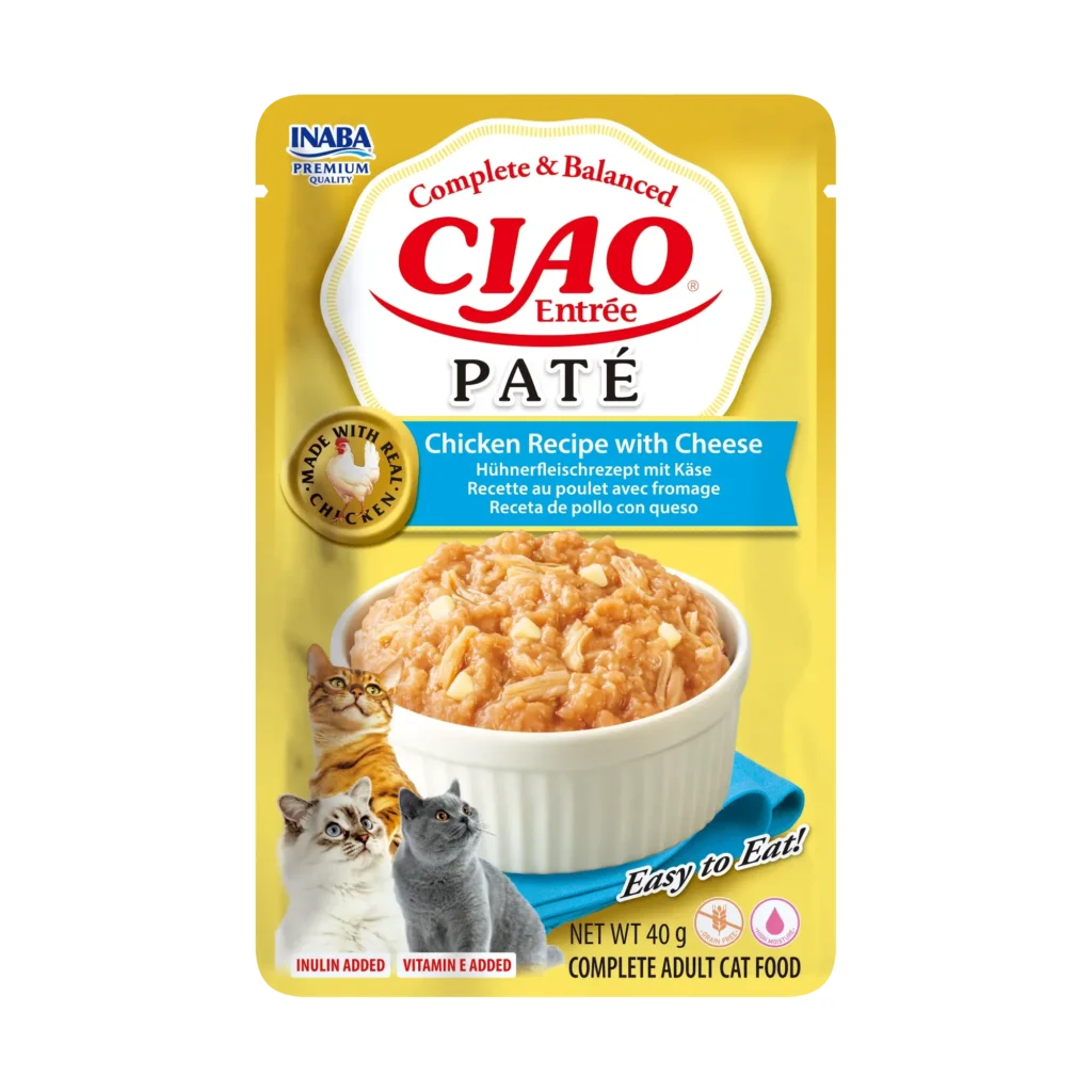 Front packaging of Ciao Entrée Paté Chicken Recipe with Cheese