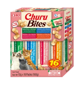 Front packaging of Churu BITES Variety, 16 tubes pack