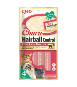 Front packaging of Churu Hairball Control Chicken Recipe