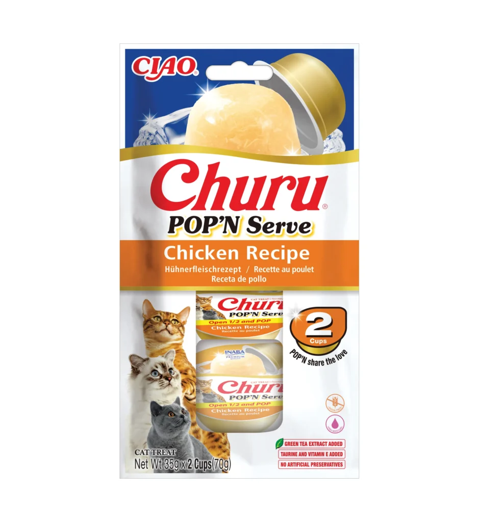 Front packaging of Churu POP'N SERVE Chicken Recipe