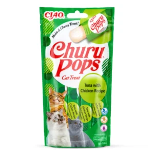Front packaging of Churu POPS Tuna With Chicken Recipe