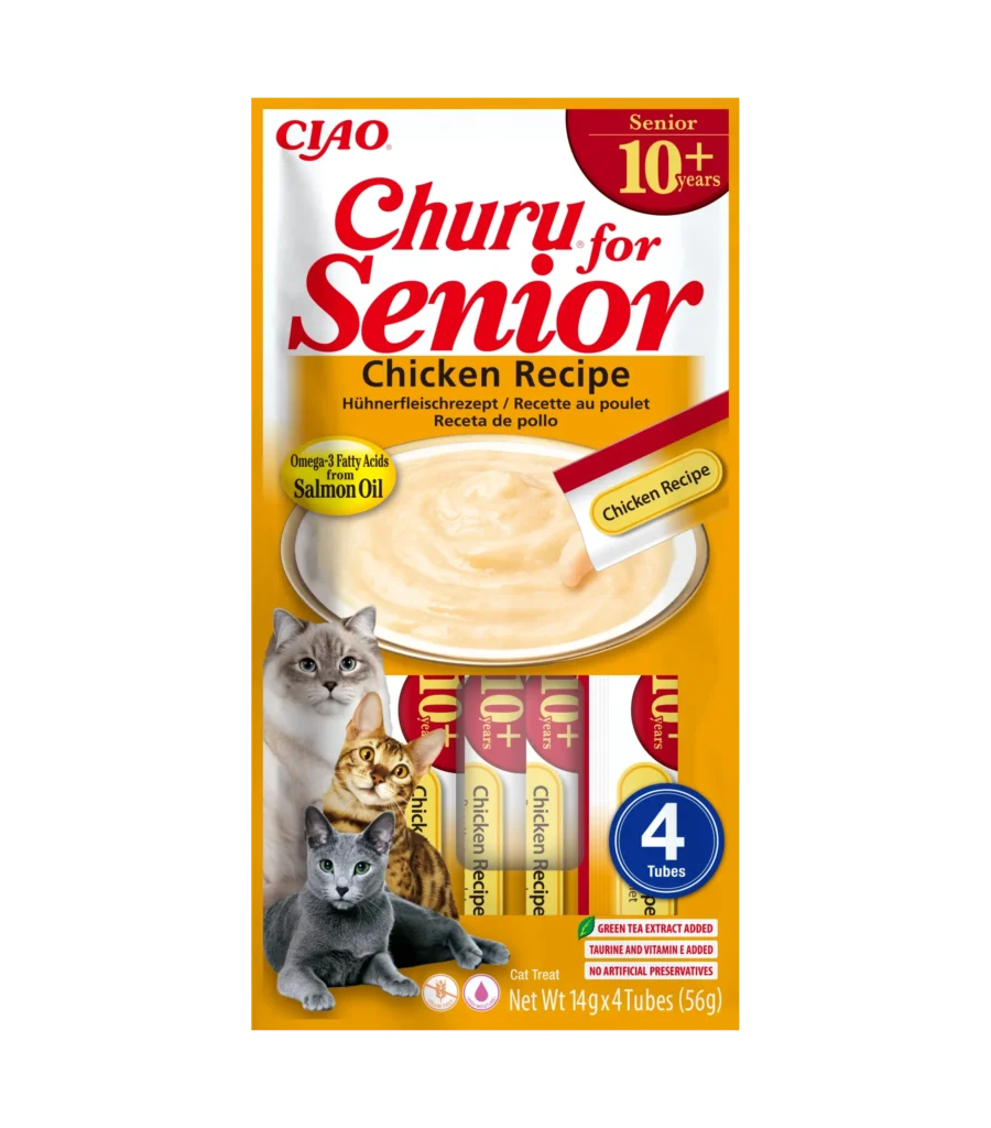 Front packaging of Churu Senior 10+ Chicken Recipe