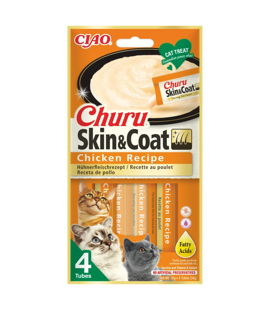 Front packaging of Churu Skin & Coat Chicken Recipe