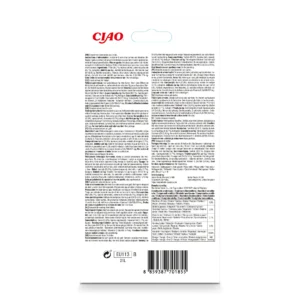 Front packaging of Churu Tuna Recipe with Clam Flavour cat treats, 4 tubes pack.