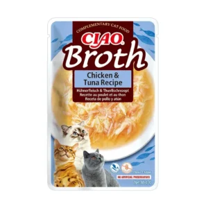 Front packaging of Ciao BROTH Chicken with Tuna Recipe