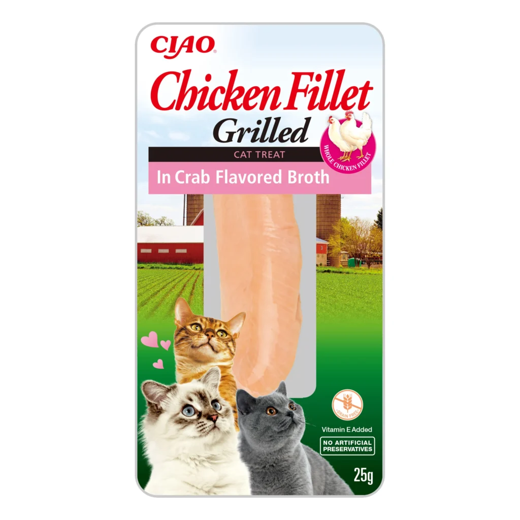 Front packaging of Ciao CHICKEN FILLET In Crab Flavored Broth