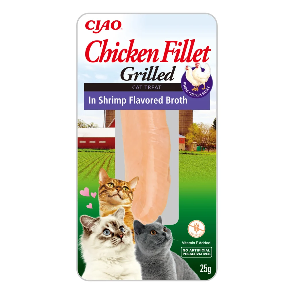 Front packaging of Ciao CHICKEN FILLET In Shrimp Flavored Broth