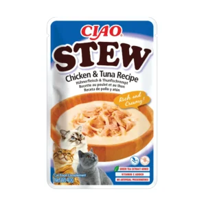 Front packaging of Ciao STEW Chicken & Tuna Recipe