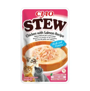 Front packaging of Ciao STEW Chicken with Salmon Recipe
