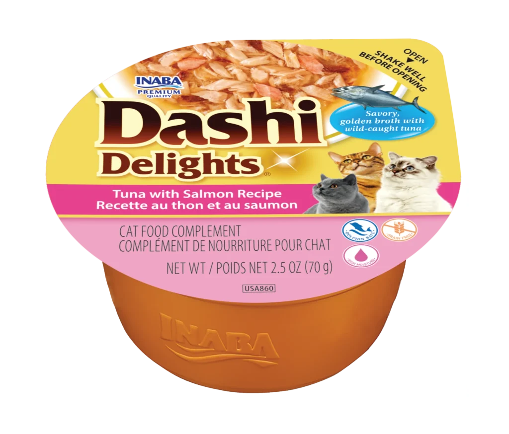 Front packaging of Dashi DELIGHTS TUNA Tuna with Salmon Recipe