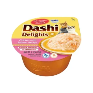 Front packaging of Dashi Delights Chicken with Salmon Recipe