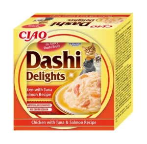 Back of Dashi Delights Chicken with Tuna & Salmon Recipe