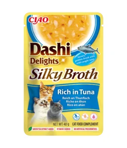 Front packaging of Dashi Delights Silky Broth Rich in Tuna
