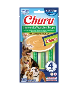 Front packaging of Dog Churu FISH Salmon with Vegtables Recipe