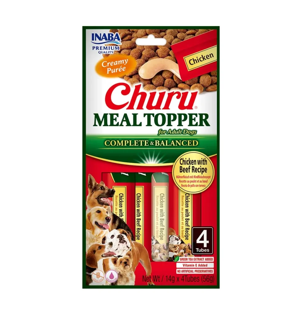 Front packaging of Dog Churu MEAL TOPPER Chicken with Beef Recipe