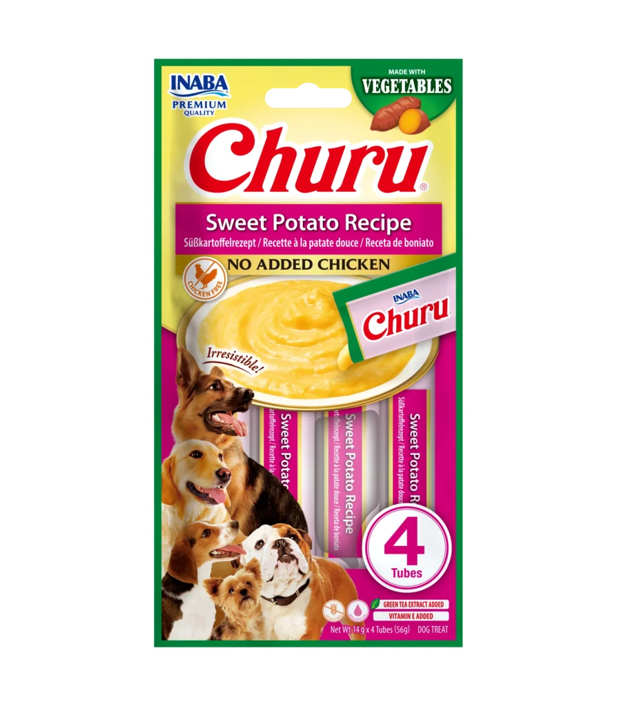 Front packaging of Dog Churu Sweet Potato Recipe