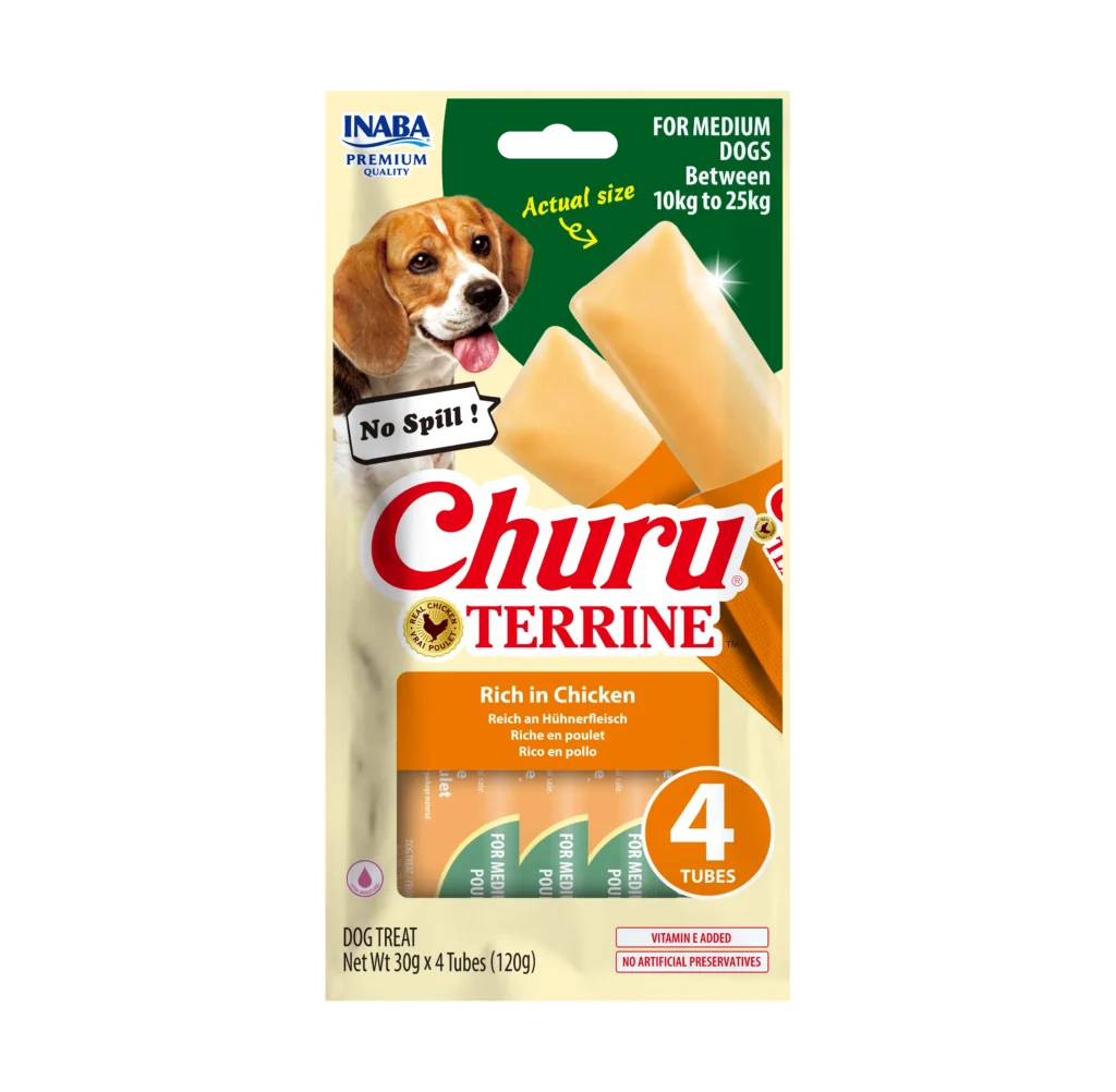 Front packaging of Dog Churu Terrine Rich in Chicken