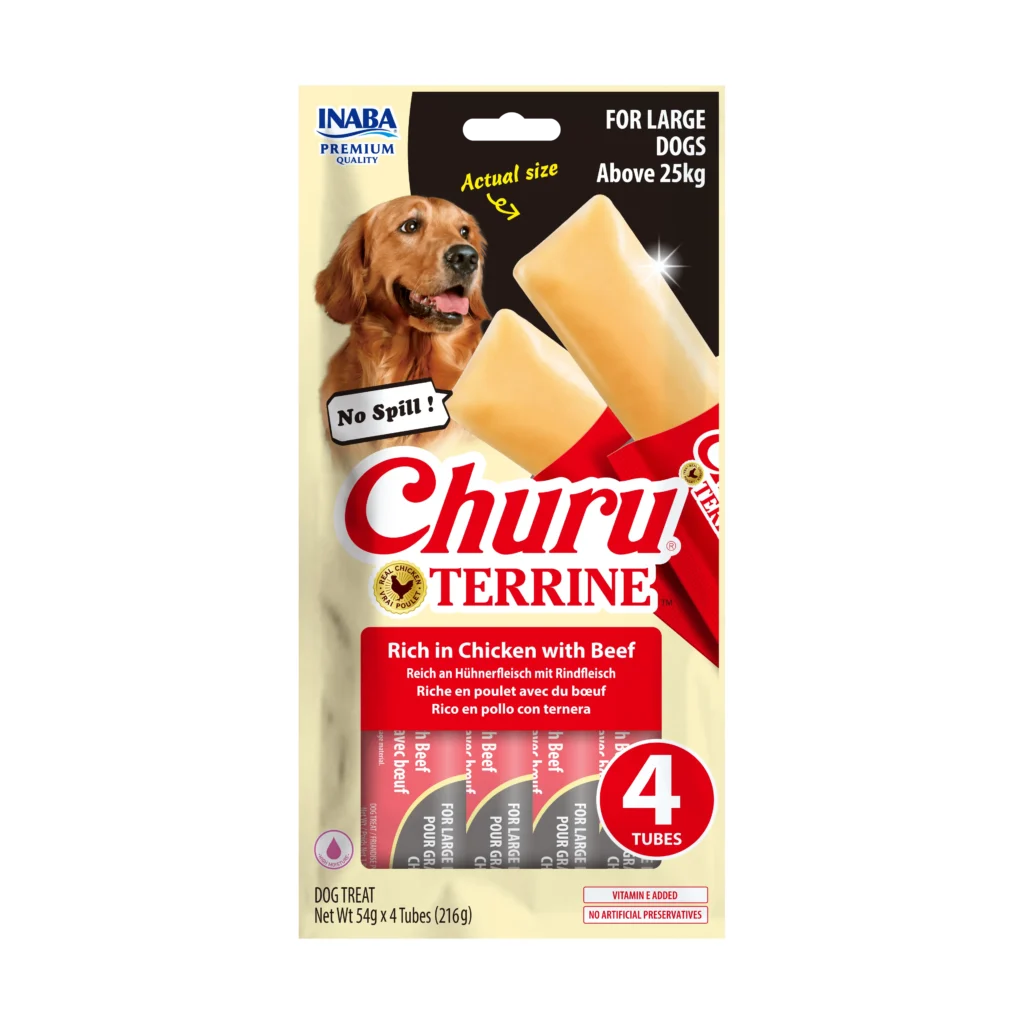 Front packaging of Dog Churu Terrine Rich in Chicken with Beef