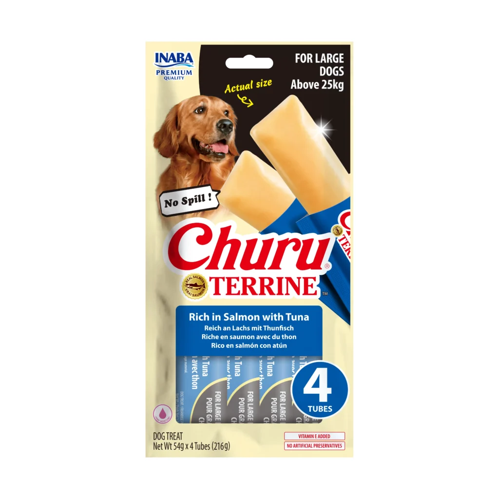 Front packaging of Dog Churu Terrine Rich in Salmon with Tuna