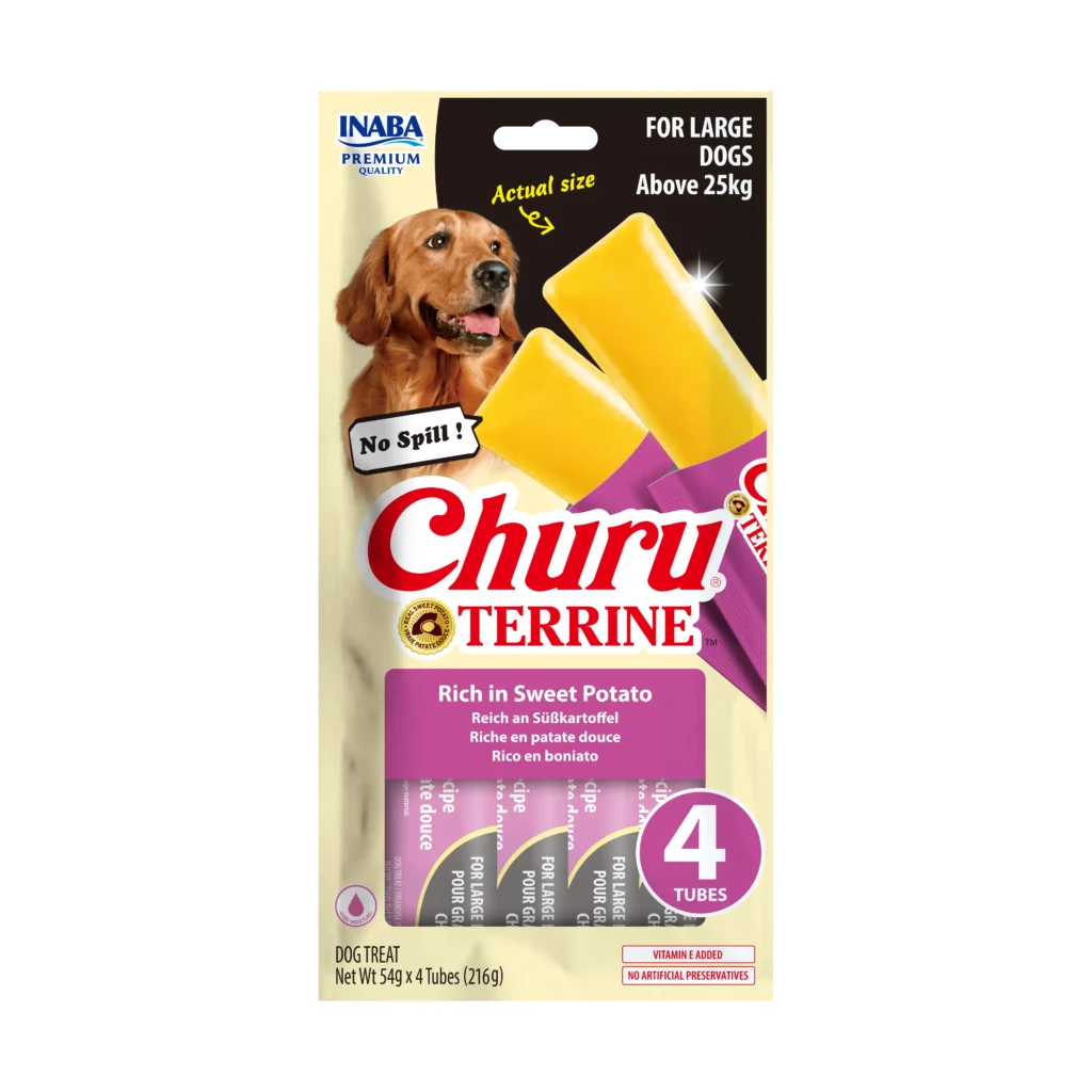 Front packaging of Dog Churu Terrine Rich in Sweet potato