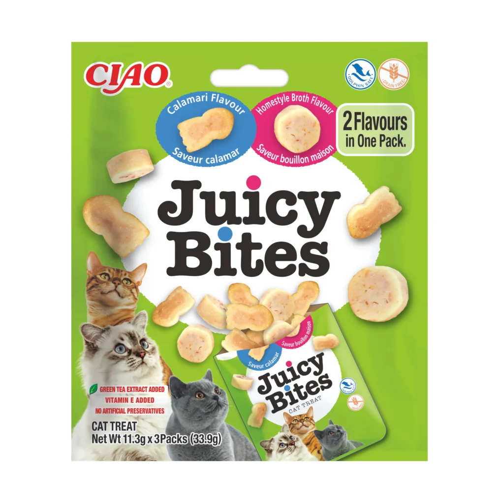 Front packaging of JUICY BITES Homestyle Broth Flavour & Calamari Flavour