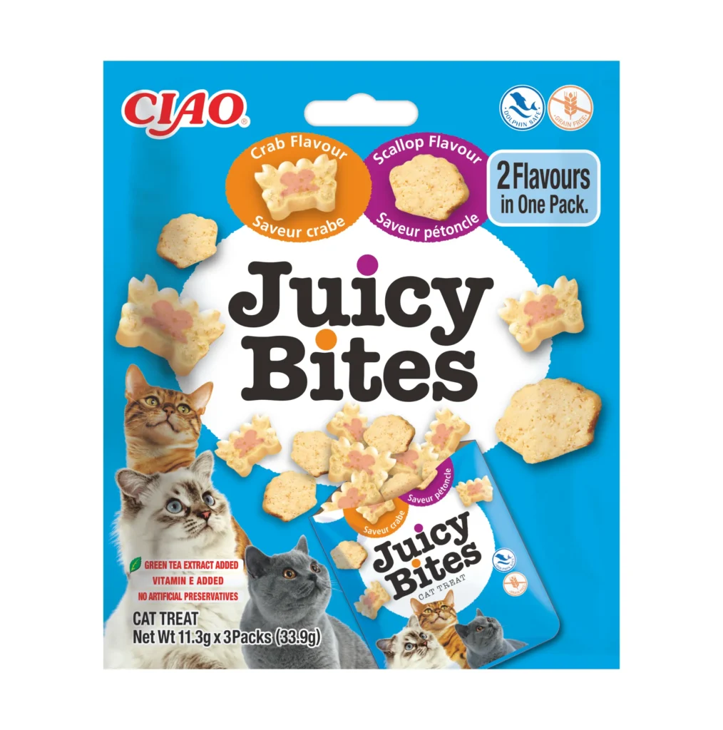 Front packaging of JUICY BITES Scallop Flavour & Crab Flavour