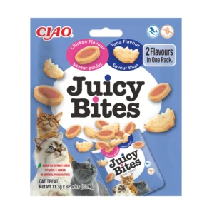 Front packaging of JUICY BITES Tuna Flavour & Chicken Flavour